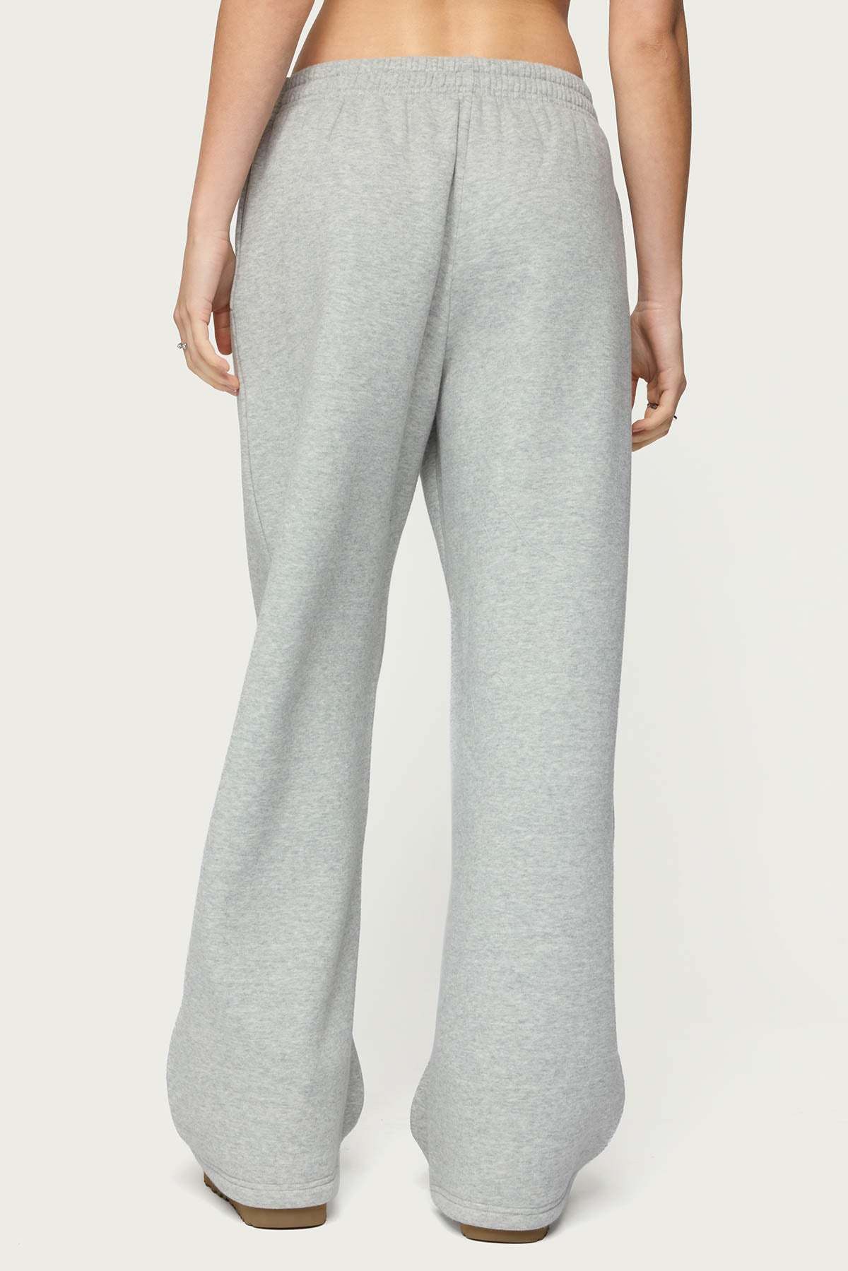 Edikted Lover Wide Leg Sweatpants - GRAY-MELANGE