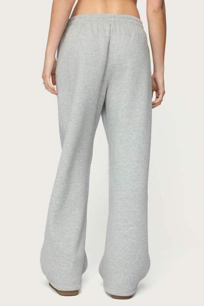 Edikted Lover Wide Leg Sweatpants - GRAY-MELANGE