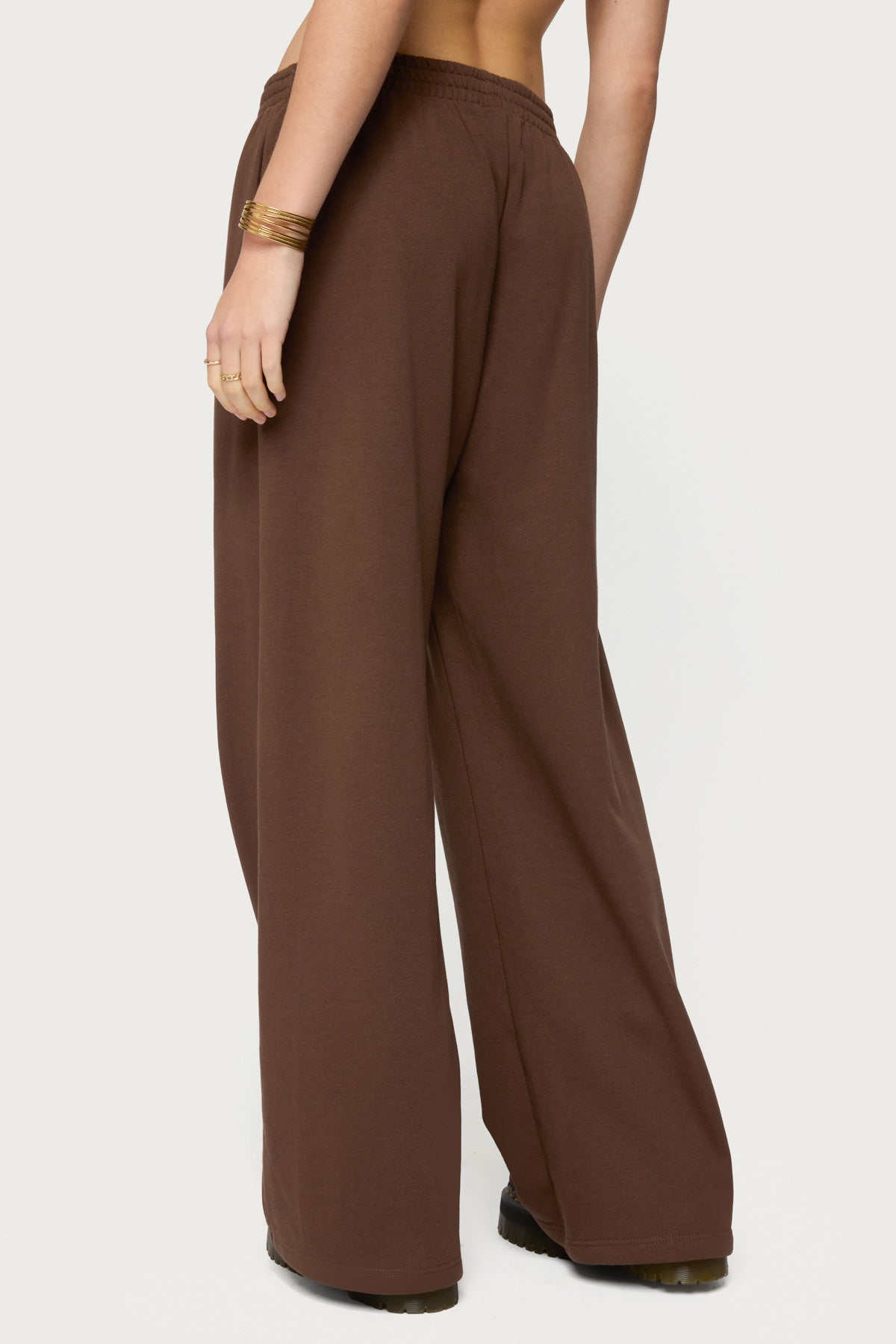 Binah Wide Leg Terry Sweatpants - DARK-BROWN