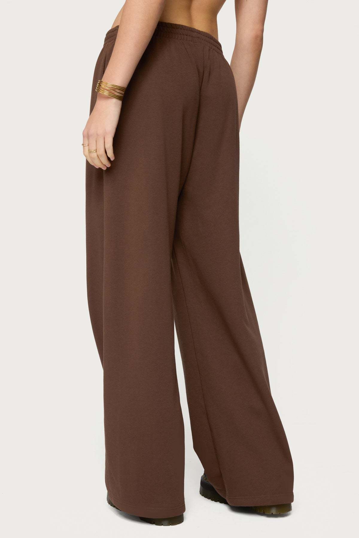 Binah Wide Leg Terry Sweatpants - DARK-BROWN