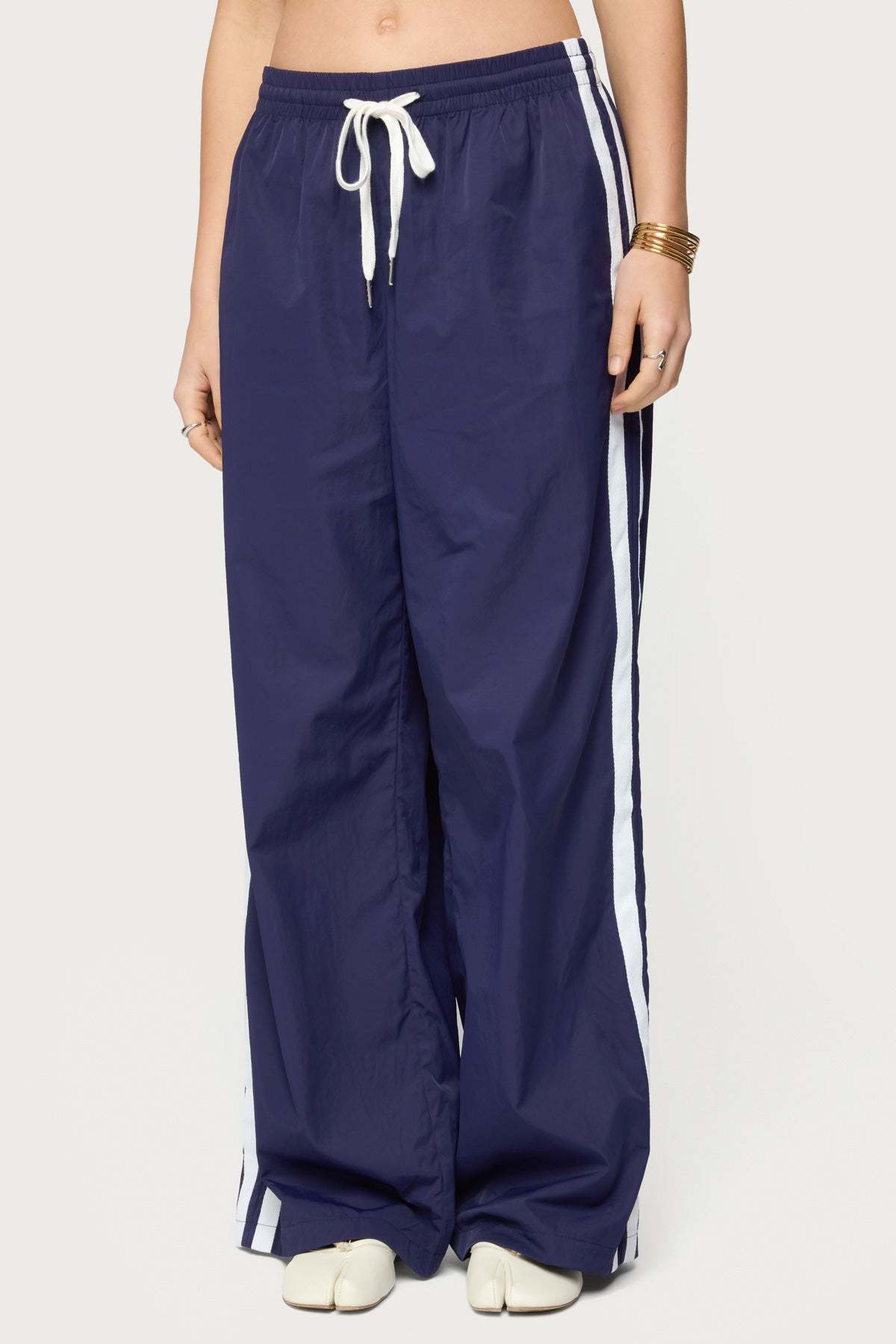 Kieran Stripey Nylon Track Pants - NAVY