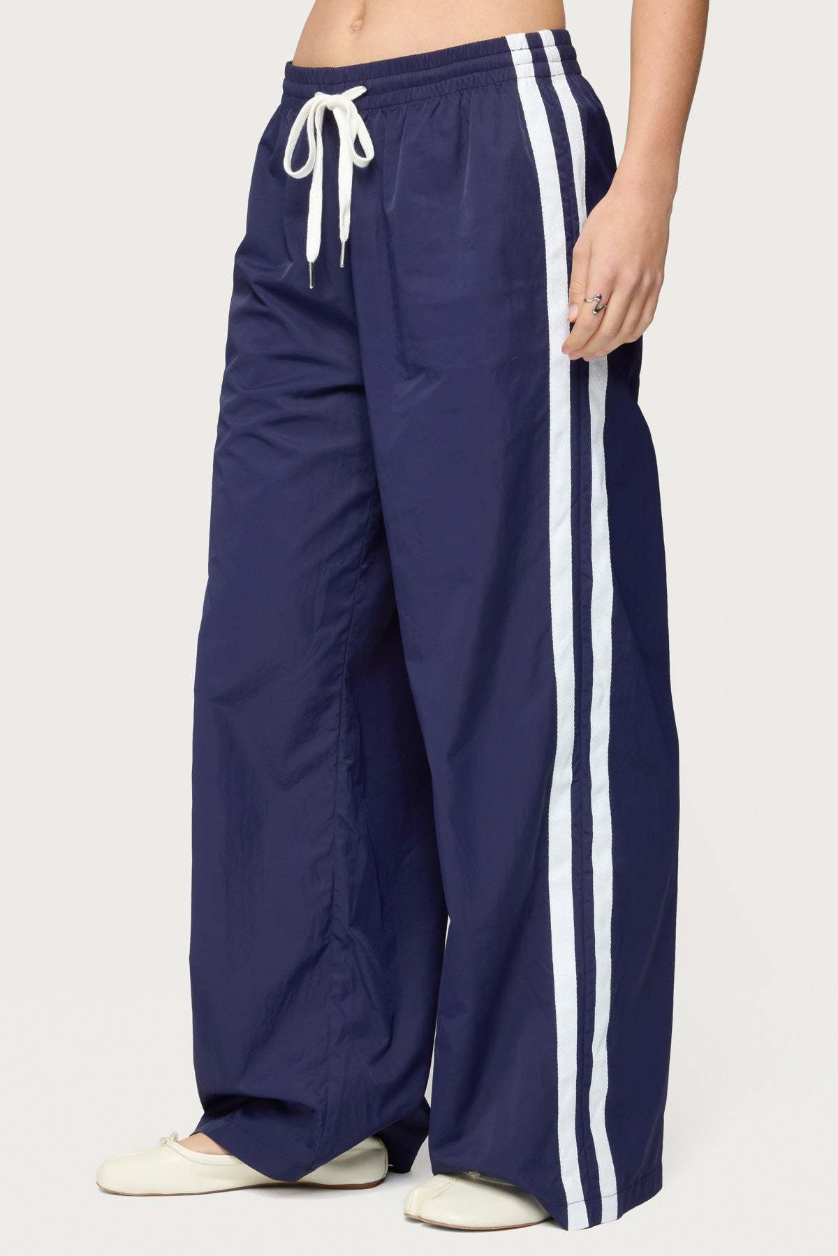 Kieran Stripey Nylon Track Pants - NAVY