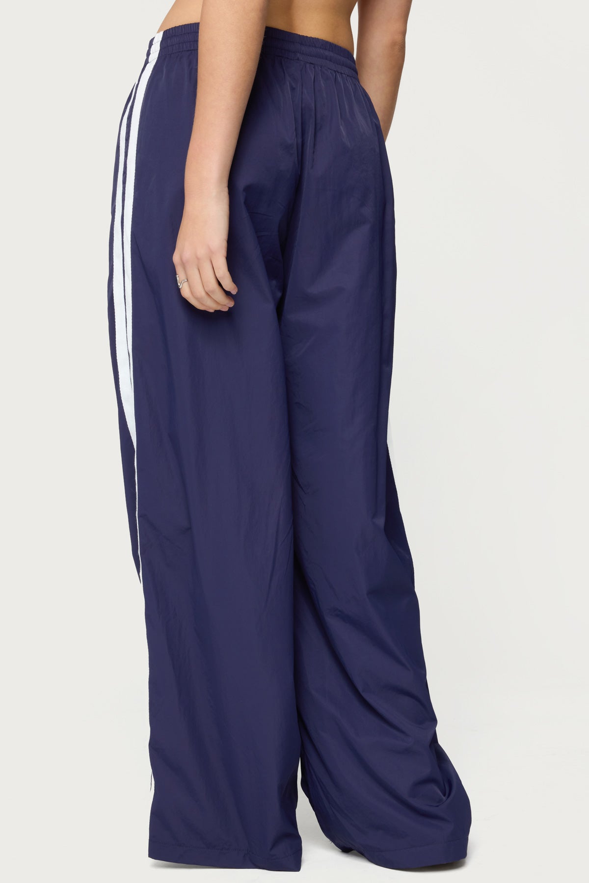 Kieran Stripey Nylon Track Pants - NAVY