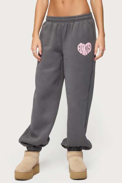Major Love Edikted Sweatpants - DARK-GRAY