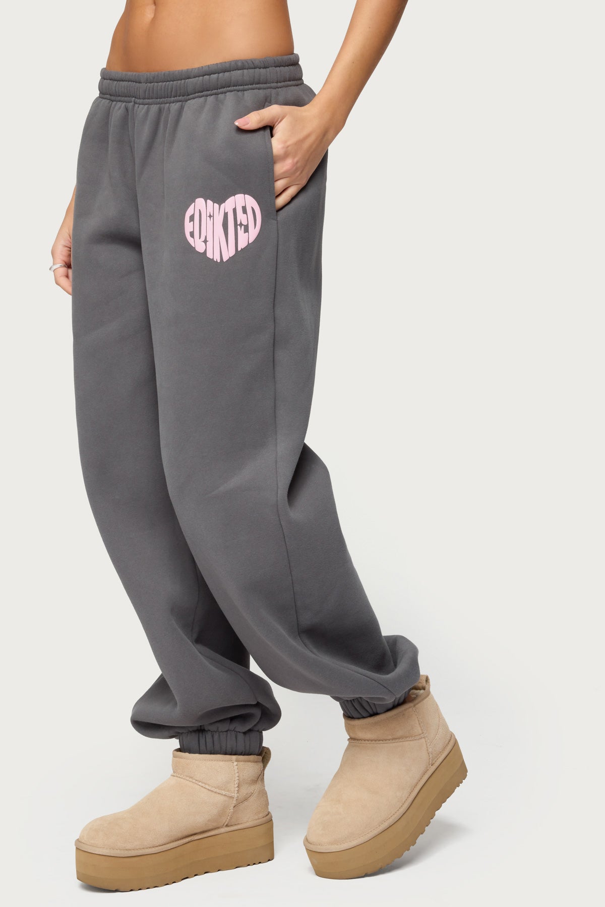 Major Love Edikted Sweatpants - DARK-GRAY