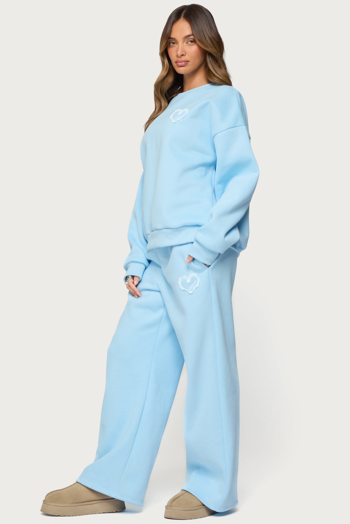 Love Edikted Wide Leg Sweatpants - LIGHT-BLUE