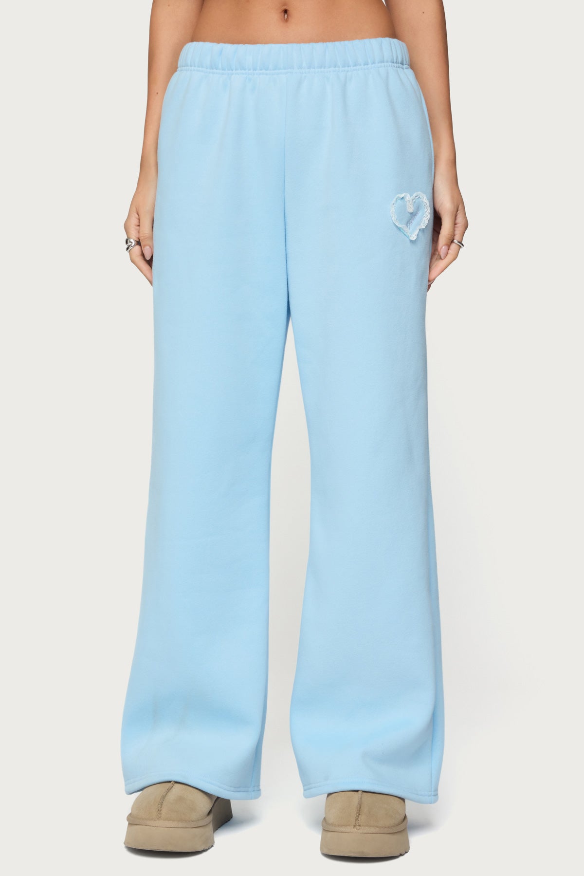 Love Edikted Wide Leg Sweatpants - LIGHT-BLUE