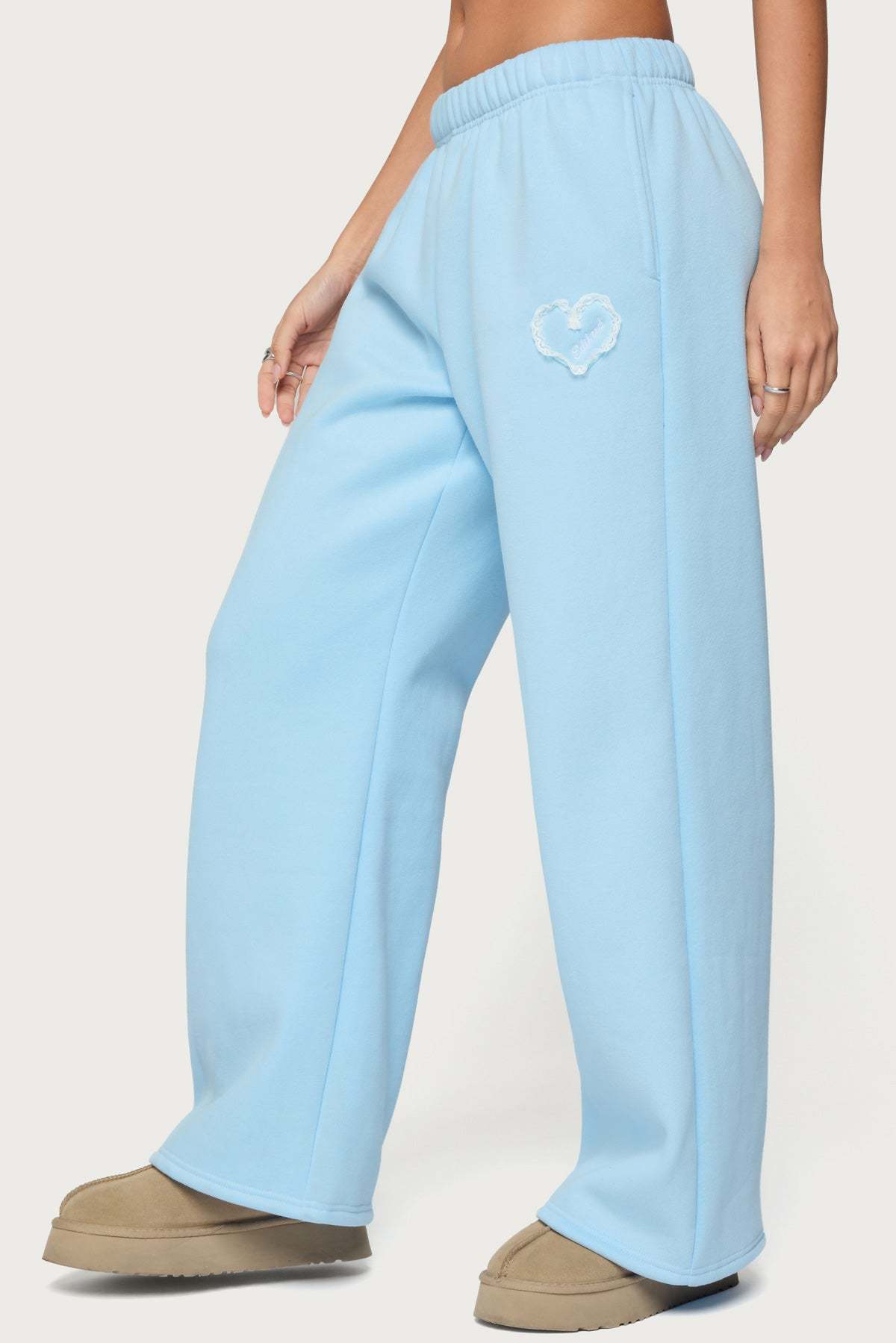 Love Edikted Wide Leg Sweatpants - LIGHT-BLUE