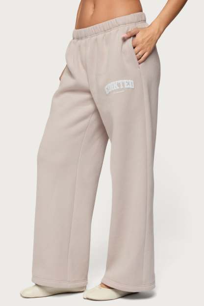 Edikted LA Sweatpants - BEIGE