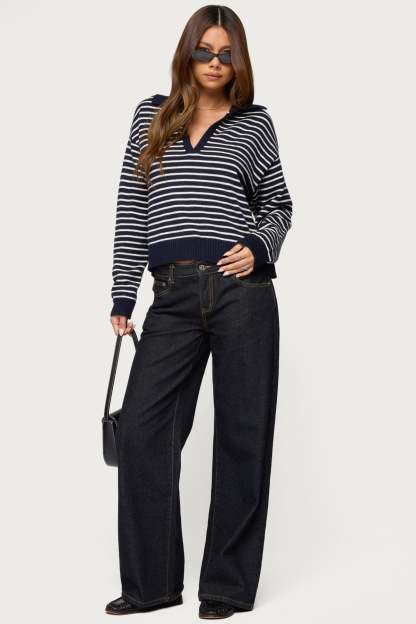 Copenhagen Oversized Striped Sweater - NAVY
