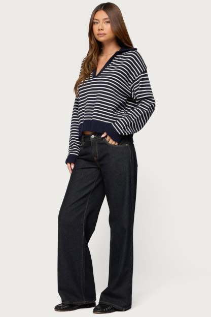 Copenhagen Oversized Striped Sweater - NAVY