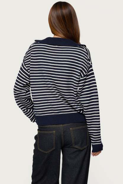 Copenhagen Oversized Striped Sweater - NAVY