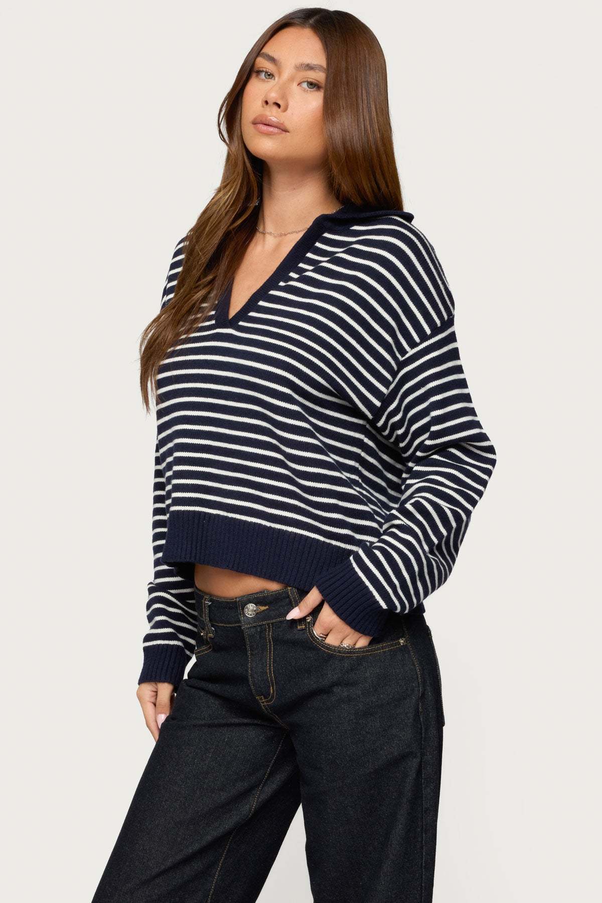 Copenhagen Oversized Striped Sweater - NAVY