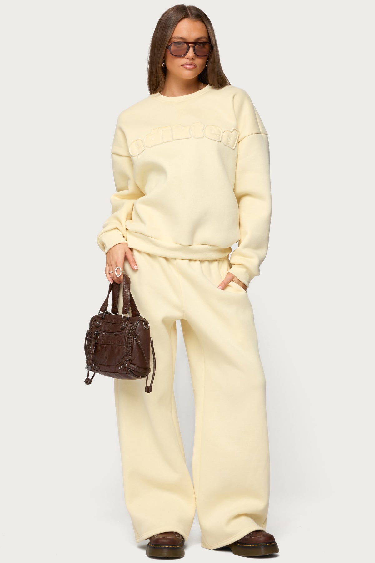 Jaylie Edikted Wide Leg Sweatpants - LIGHT-YELLOW