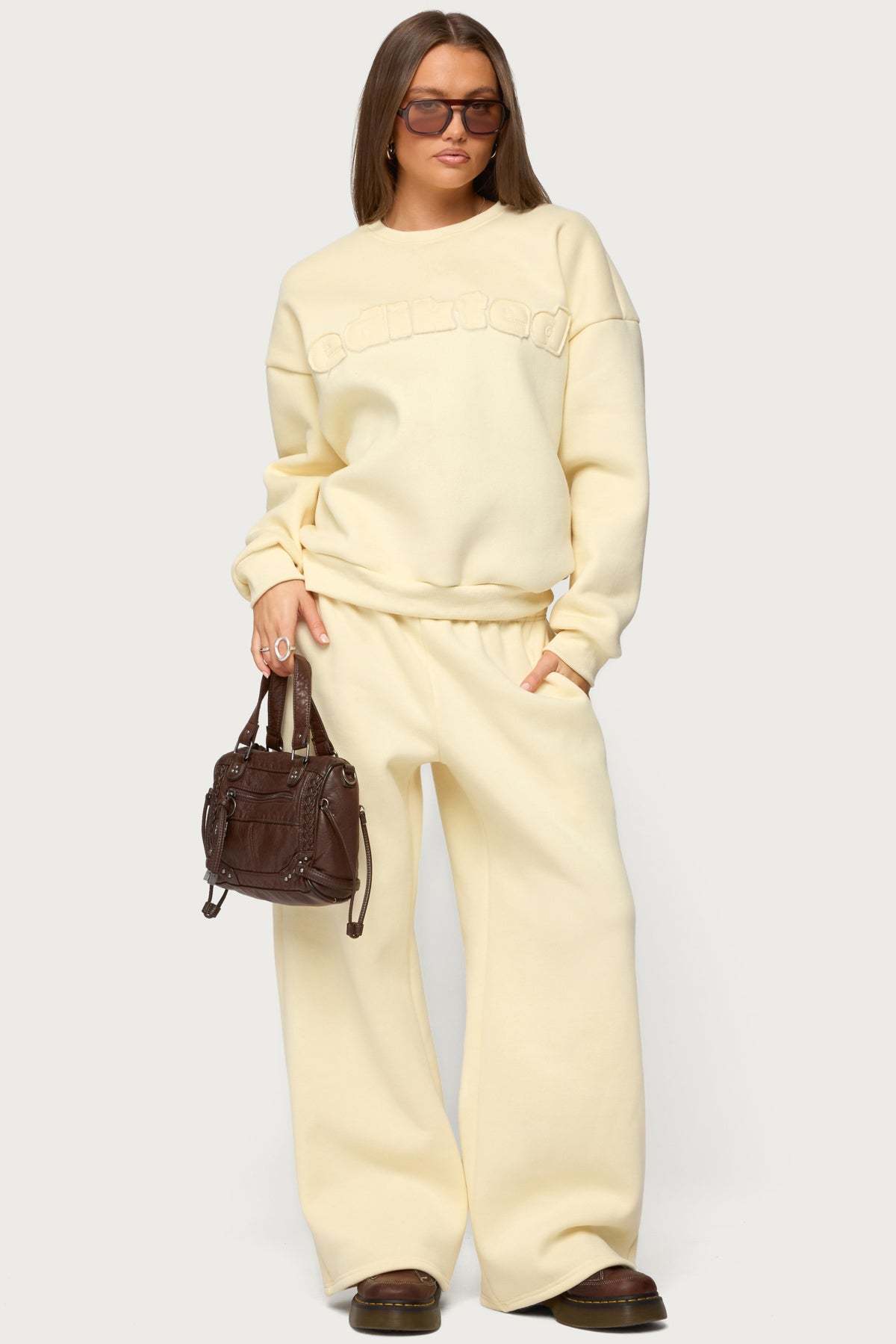 Jaylie Edikted Wide Leg Sweatpants - LIGHT-YELLOW