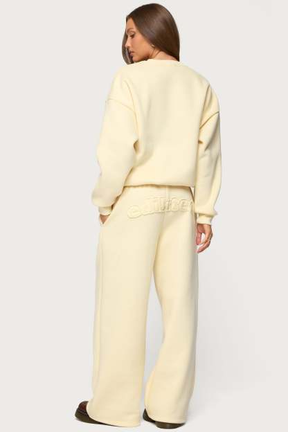 Jaylie Edikted Wide Leg Sweatpants - LIGHT-YELLOW