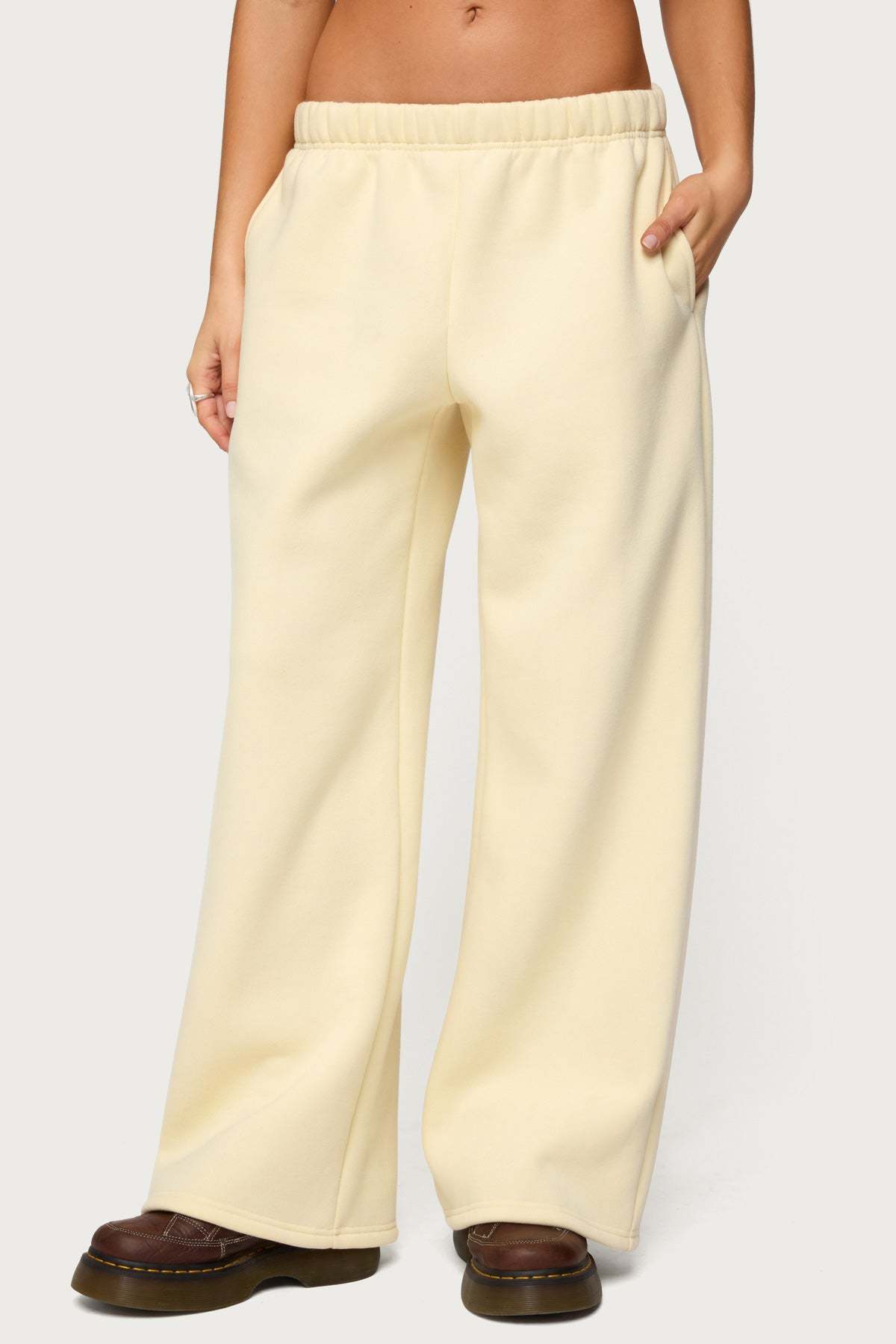 Jaylie Edikted Wide Leg Sweatpants - LIGHT-YELLOW