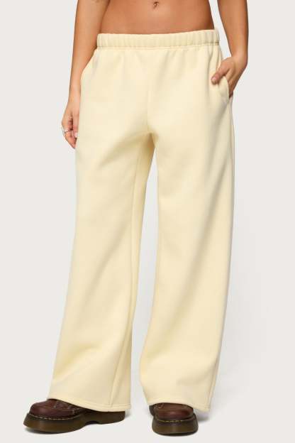 Jaylie Edikted Wide Leg Sweatpants - LIGHT-YELLOW