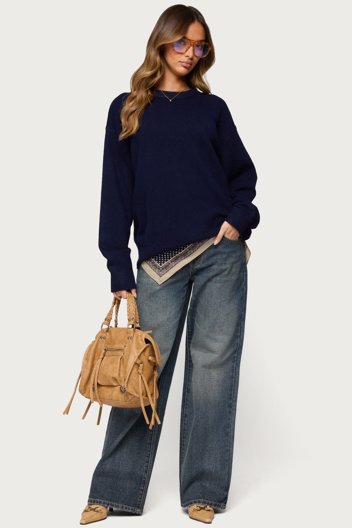 Ximenia Cutout Back Sweater - NAVY