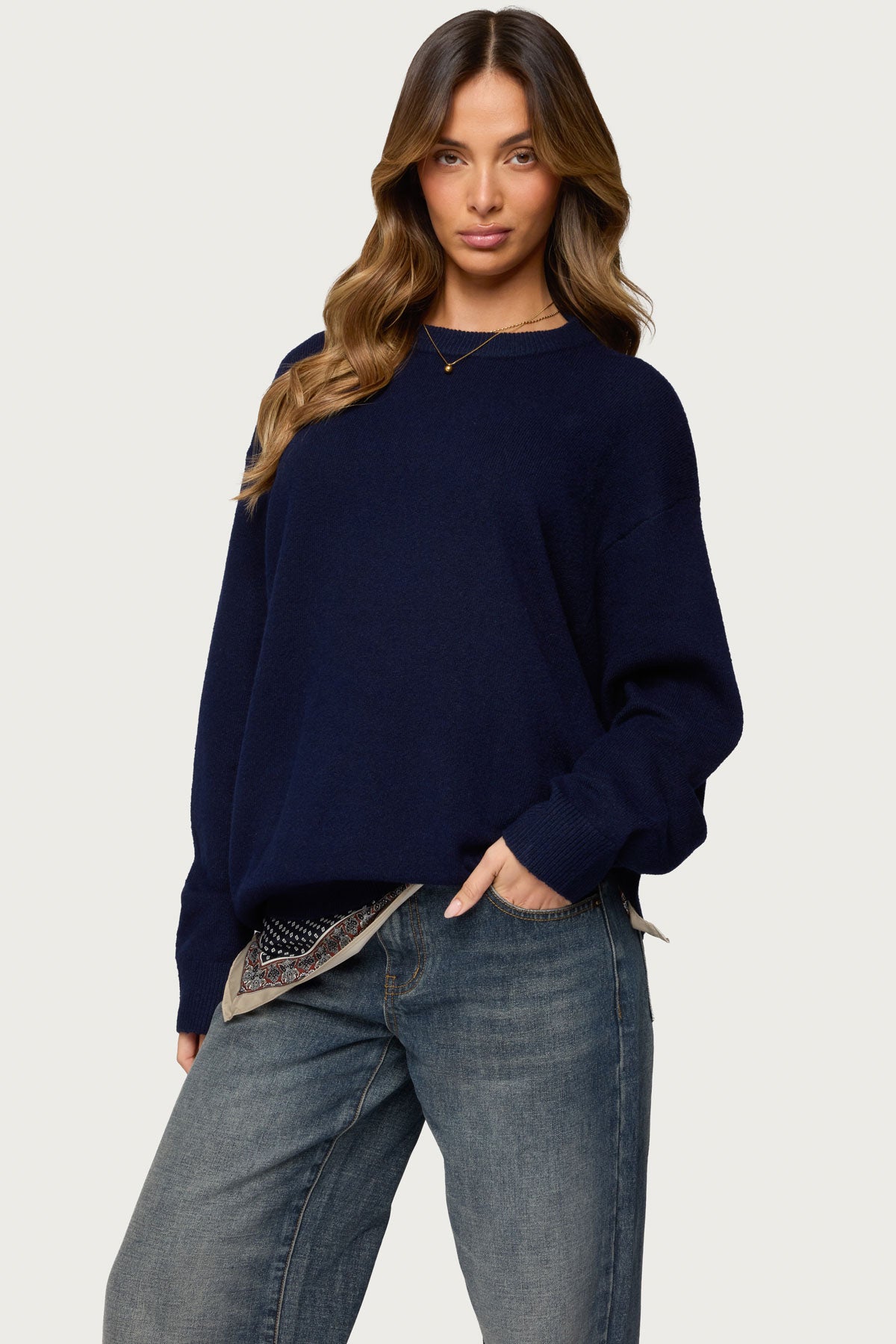 Ximenia Cutout Back Sweater - NAVY