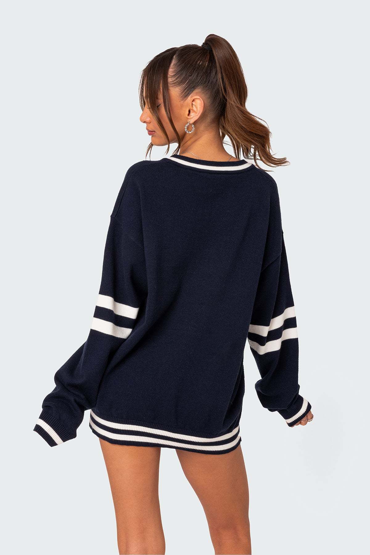 90S In New York Oversized Sweater - NAVY