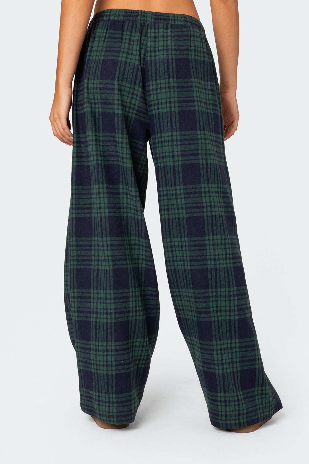 Lounge Around Plaid Wide Leg Pants - NAVY