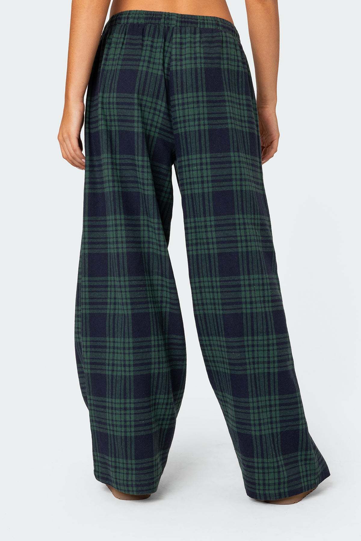 Lounge Around Plaid Wide Leg Pants - NAVY