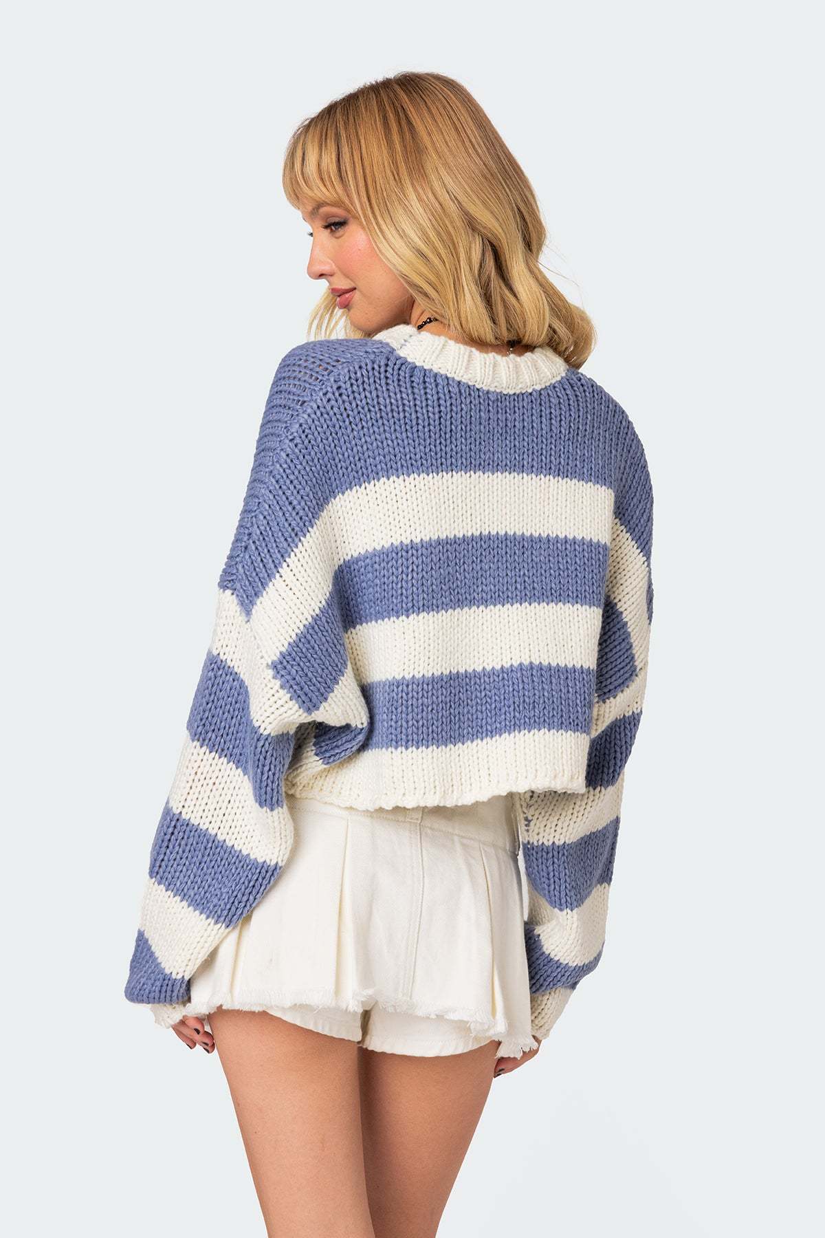Ozzy Cropped Knitted Sweater - BLUE