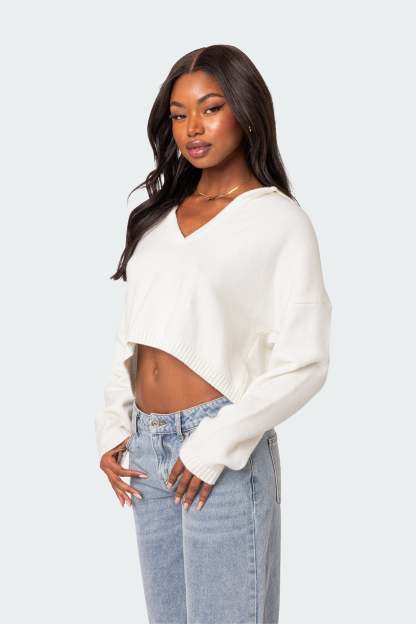 Marcie Oversize Cropped Sweater - CREAM