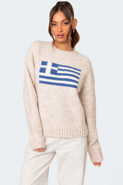 Greece Oversized Chunky Knit Sweater - STONE