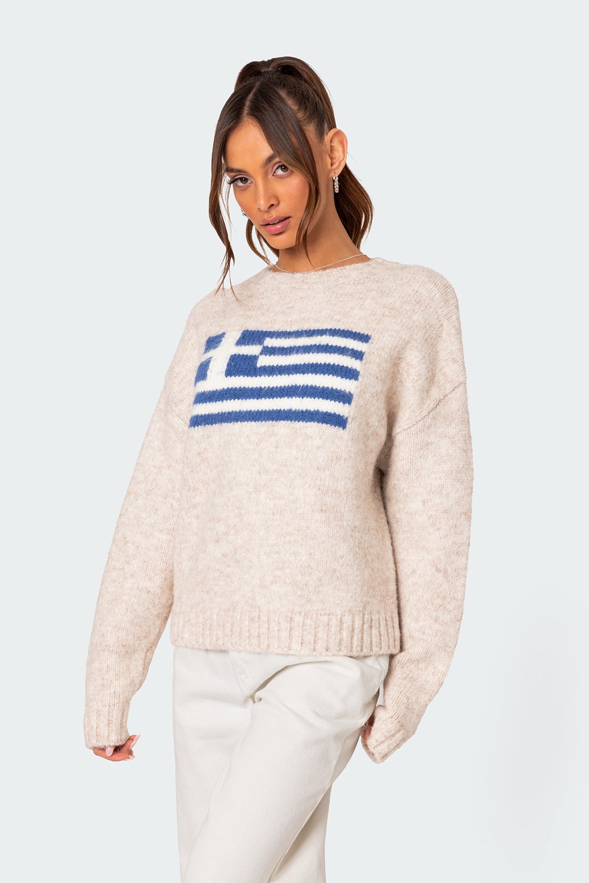Greece Oversized Chunky Knit Sweater - STONE