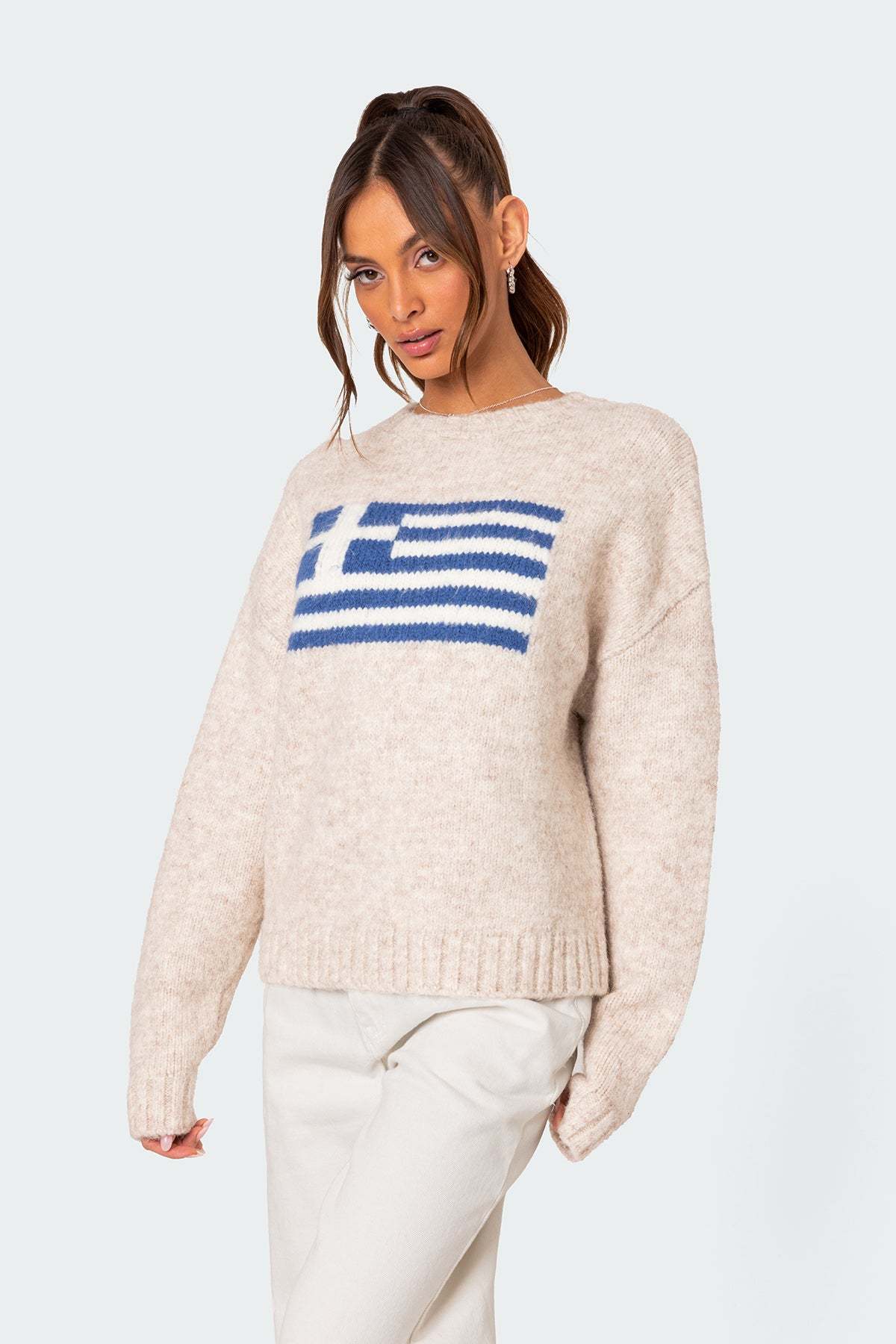 Greece Oversized Chunky Knit Sweater - STONE