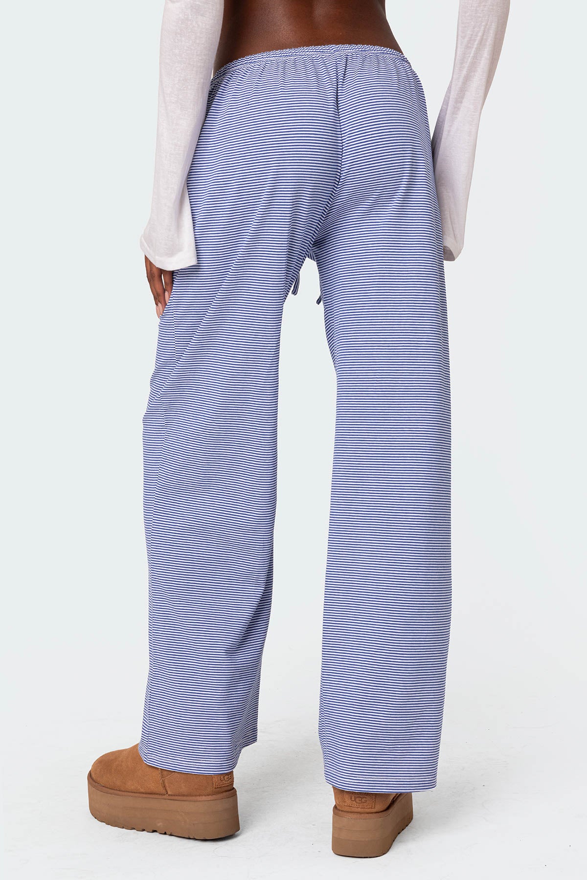 Olivia Striped Loose Fit Pants - BLUE AND WHITE