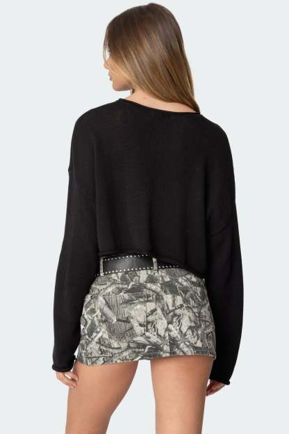 Shyrah Oversized Knit Top - BLACK