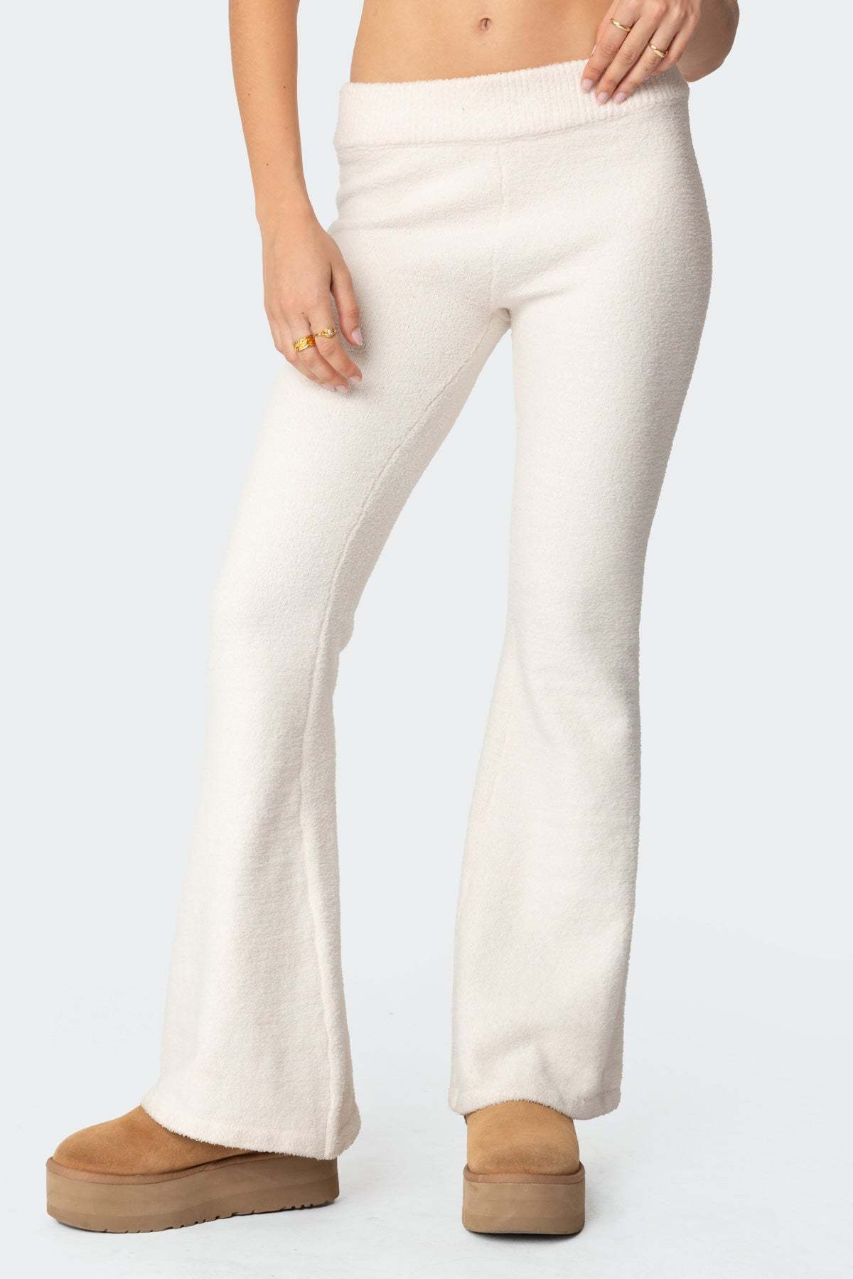 Plush Flared Pants - CREAM