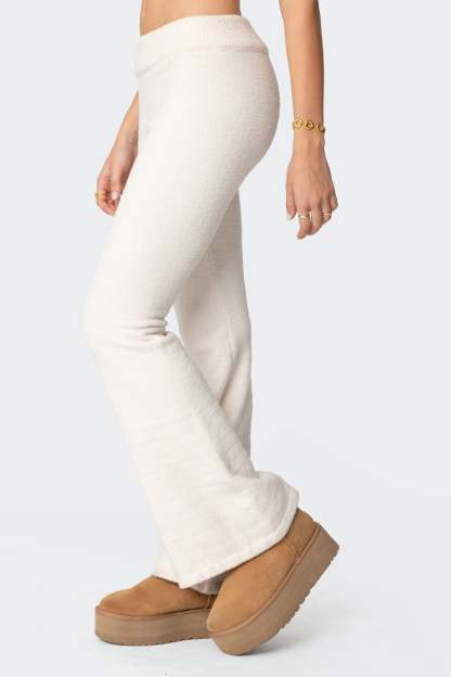 Plush Flared Pants - CREAM