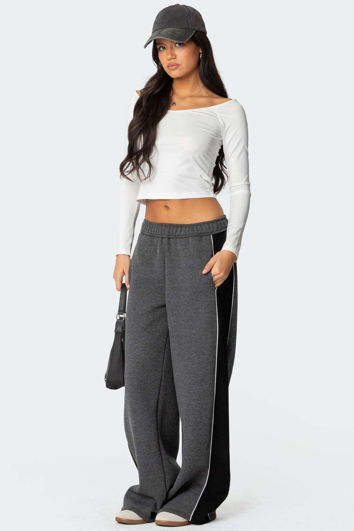 Contrast Panel Sweatpants - DARK GRAY