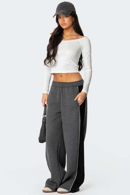 Contrast Panel Sweatpants - DARK GRAY