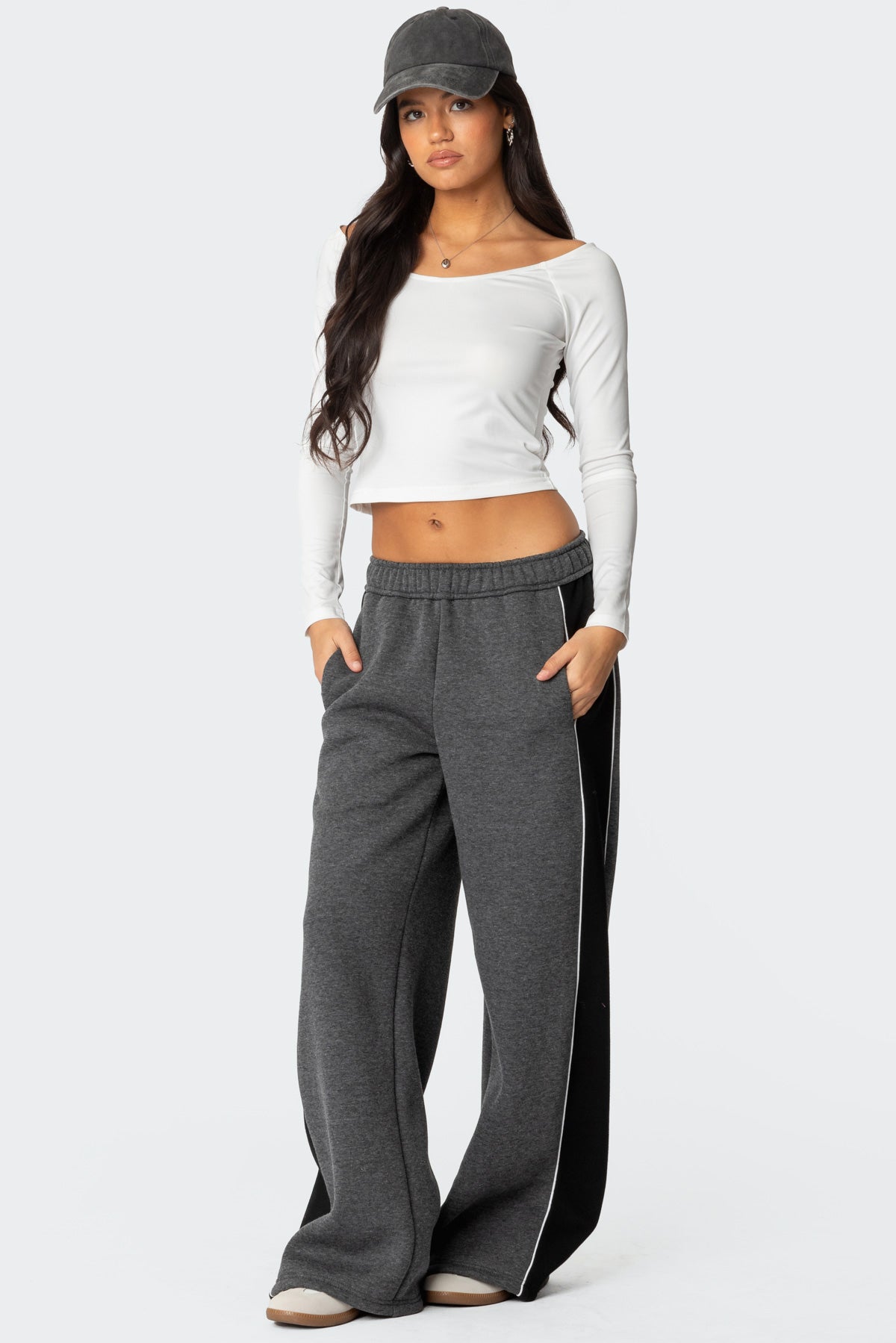 Contrast Panel Sweatpants - DARK GRAY