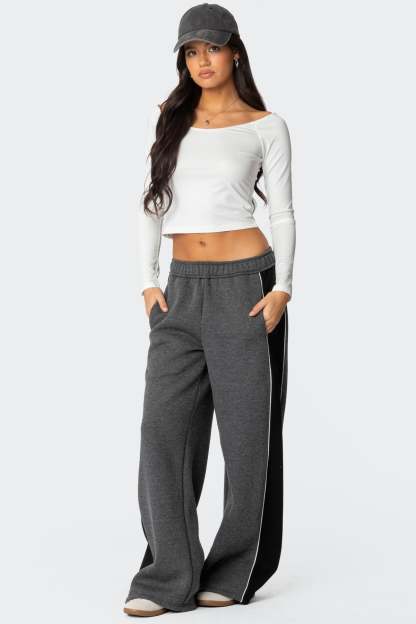 Contrast Panel Sweatpants - DARK GRAY