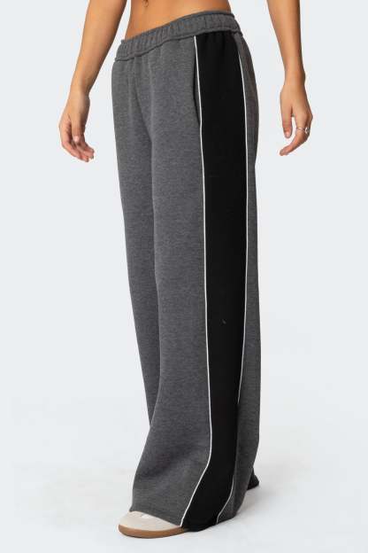 Contrast Panel Sweatpants - DARK GRAY