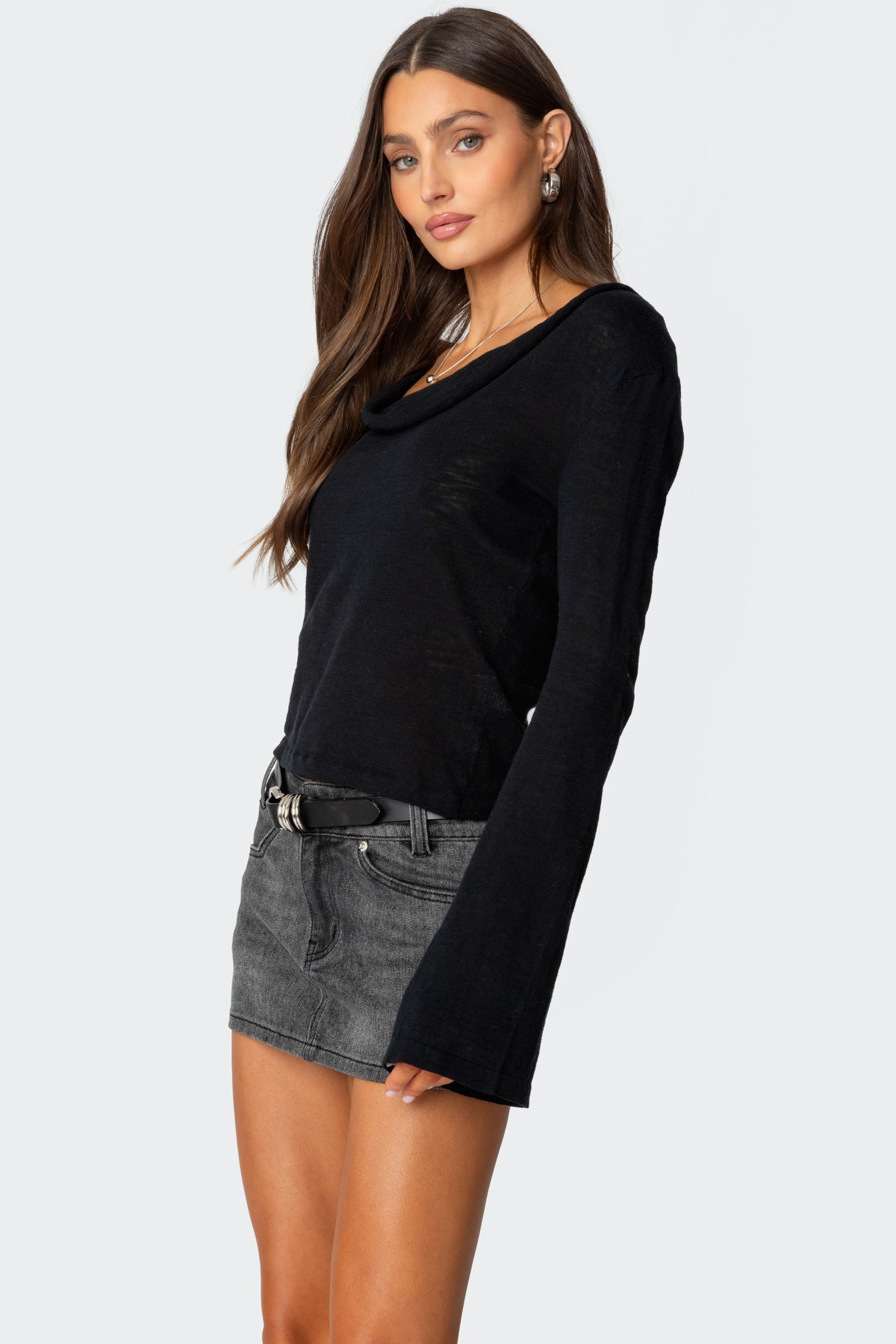Amira Cowl Neck Sweater - BLACK