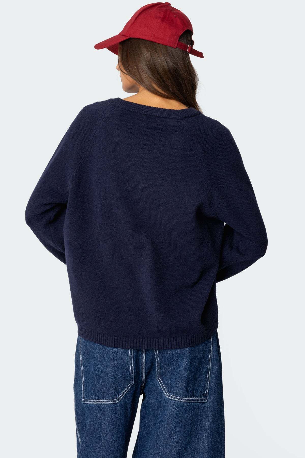 Martha Oversized V Neck Sweater - NAVY