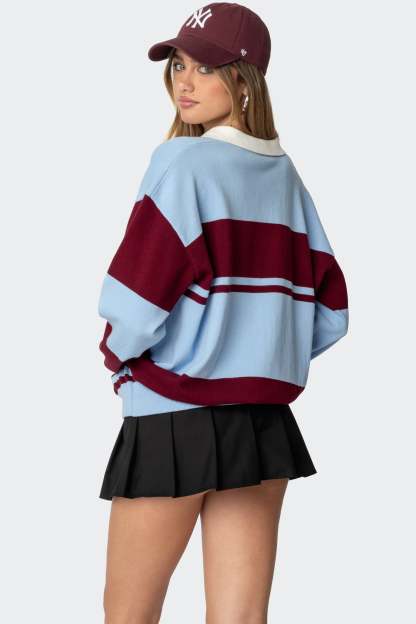 Kian Striped Polo Sweater - MIX