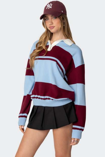 Kian Striped Polo Sweater - MIX