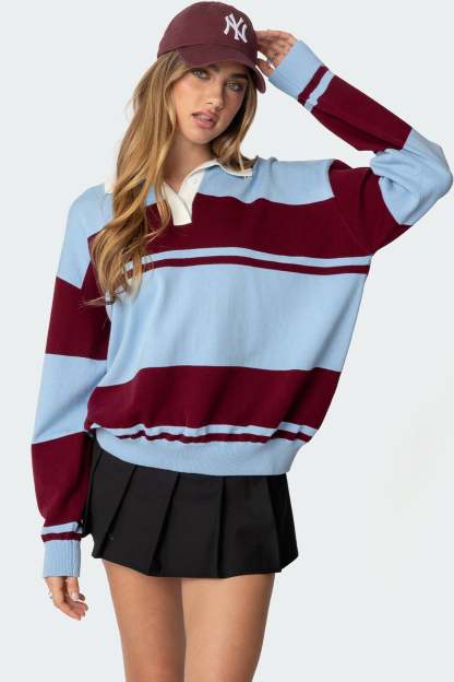 Kian Striped Polo Sweater - MIX