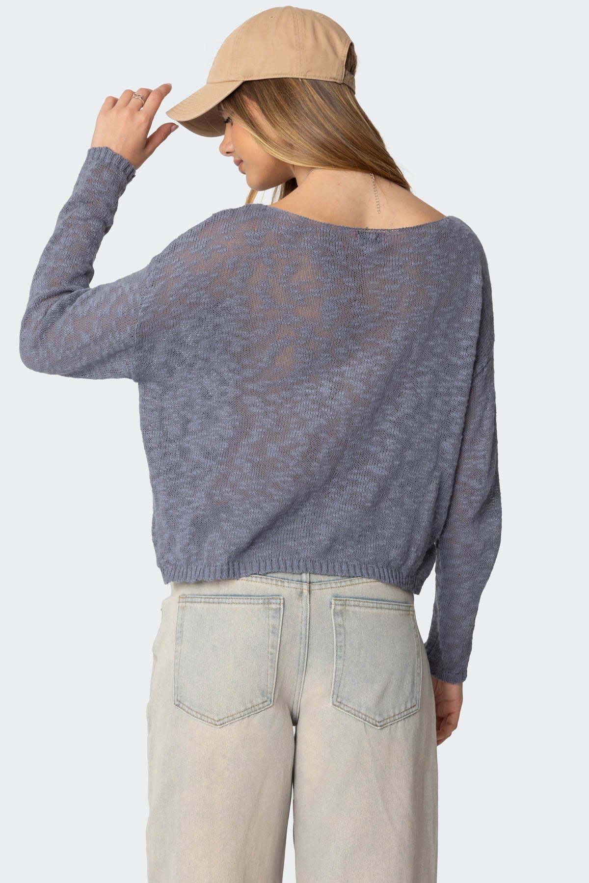 Bri Oversized Boat Neck Sweater - BLUE