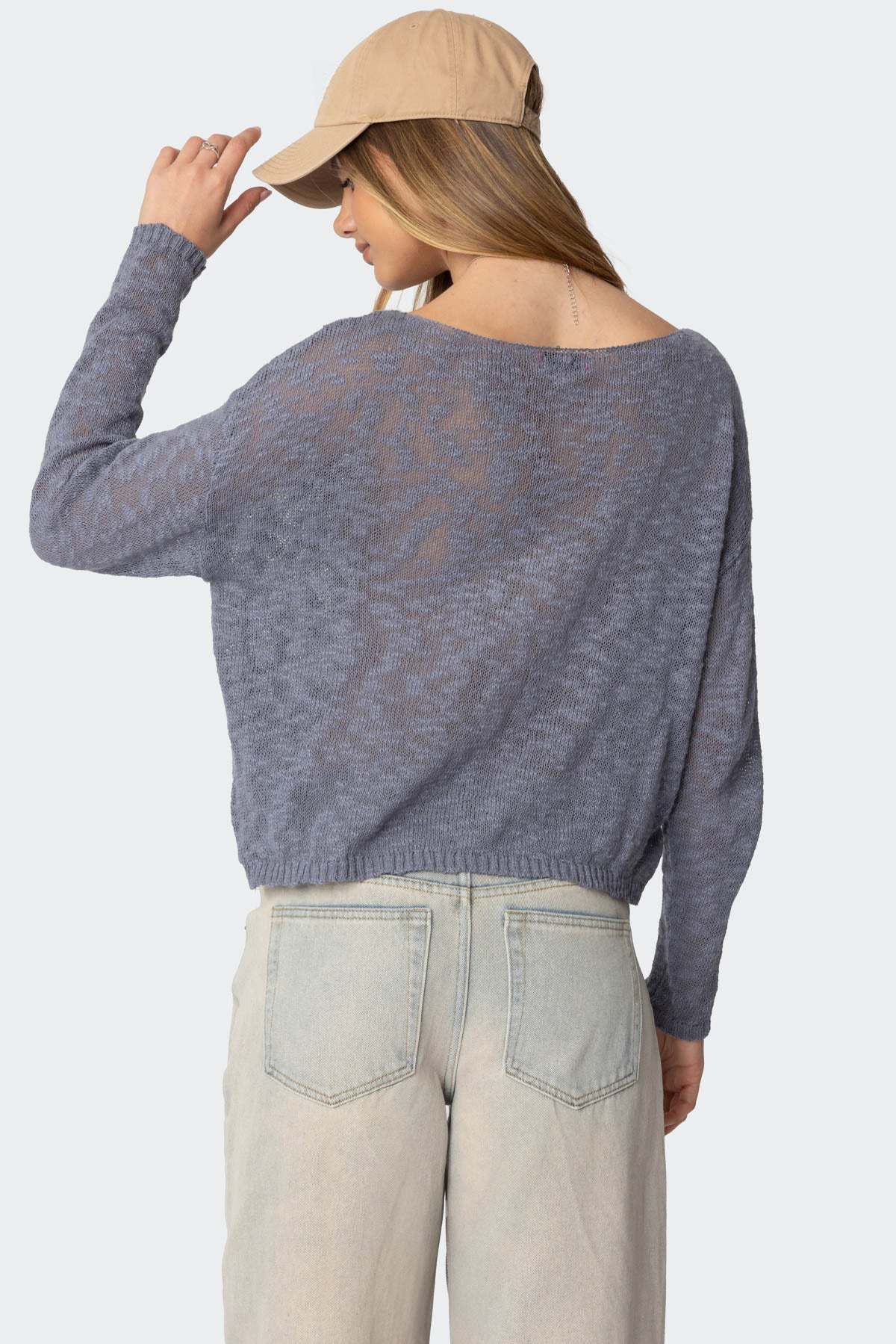 Bri Oversized Boat Neck Sweater - BLUE