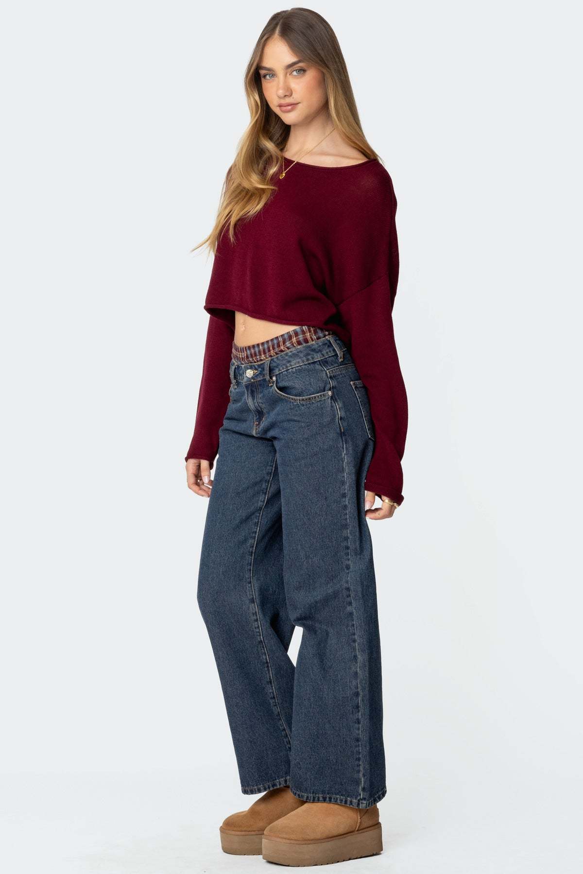 Shyrah Oversized Knit Top - BURGUNDY