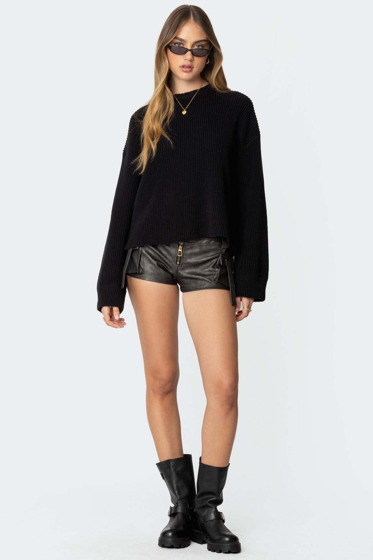 Marleen Oversized Knit Sweater - BLACK